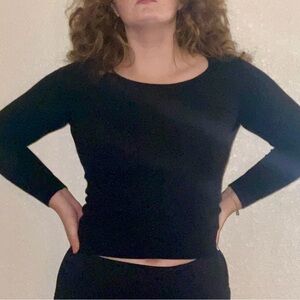 Jaeger 100% Cashmere Black Long Sleeve Women's Top